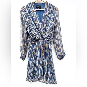 Anthropologie Blue and Gold Patterned Dress